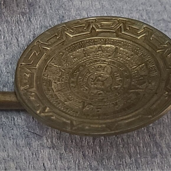 Vintage  Alpaca Silver Mayan Calendar Yerba Mate Set of 4 Straw/Spoons J1-35 - Picture 8 of 8